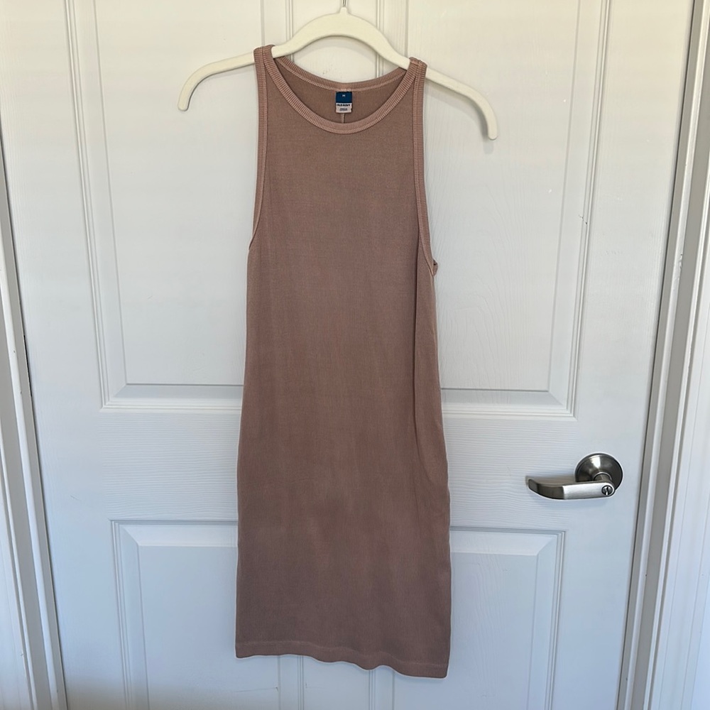 fitted tan dress